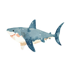 Fototapeta premium Cute Watercolor Shark Illustration Ocean Animal Vector Art.