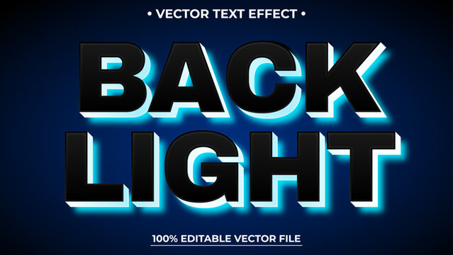 Back Light Editable text effect in glowing neon blue style