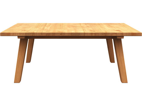 Modern wooden table with thick legs isolated on transparent background. Ideal for interior design, furniture catalogs, and minimal home decor..