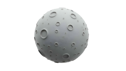 Gray Ball with Cratered Surface Texture.