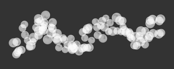 Abstract white bokeh light trail on dark background for digital graphic design overlays