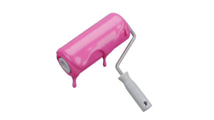 Pink Paint Roller with Handle.