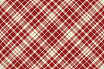 Classic red  beige plaid. Rustic textile background, evoking warmth, comfort, and tradition. Ideal for festive designs, home decor projects, or vintage themes.