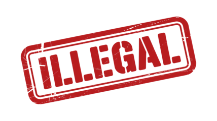 Red Grunge Stamp with Illegal Text in Distressed Texture for Warning Signs