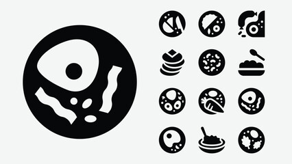 Fototapeta premium Breakfast Food and Dish Icon Set