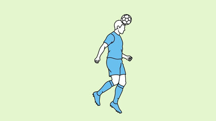 Vector illustration of a man in a blue suit and a boy athlete running with a soccer ball in an action competition game silhouette