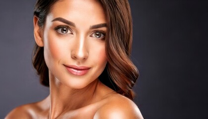 Fototapeta premium Portrait of a beautiful woman with flawless skin and makeup.