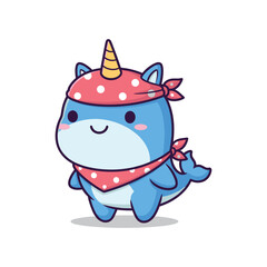 Adorable Cartoon Whale Unicorn Illustration © Tahmina
