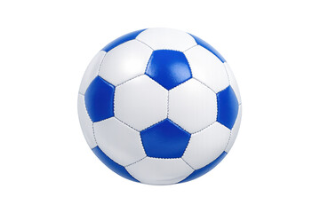 Fototapeta premium Blue and white soccer ball, a classic sporting equipment object, perfect for game, sport, and athletic themes with transparent background