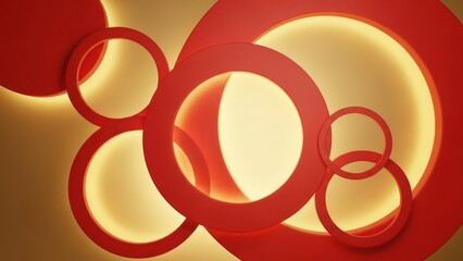 Abstract background with red circles and warm glowing light effect