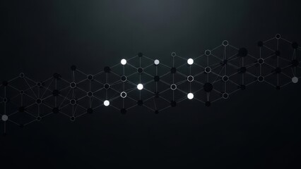 Abstract dark background with network connection structure glowing lines and dots geometric pattern