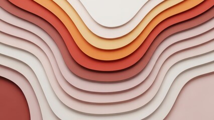 Colorful paper cut layers background with wavy shapes and warm sunset gradients