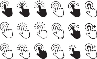 Obraz premium Touch and Click Hand Gesture Icons – Tap and Press Set