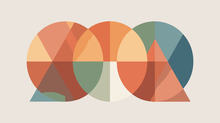 Obraz premium Geometric shapes in earth tones abstract orange green