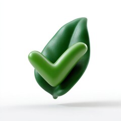 Green checkmark shaped leaf symbolizing eco-friendliness