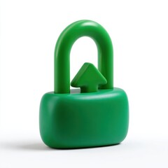 Green padlock with arrow symbolizing security and protection