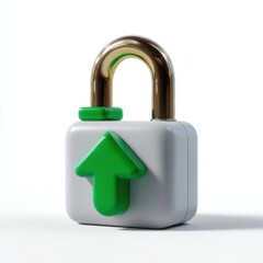 Green arrow padlock symbolizing security and upload concept