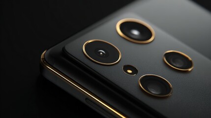 Close-up view of a sleek smartphone showcasing its camera lenses and design features