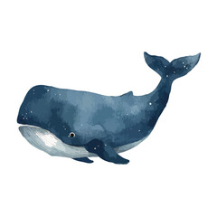 Majestic Blue Whale Watercolor Illustration Ocean Marine Life Art.