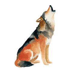 Majestic Howling Wolf Vector Illustration.