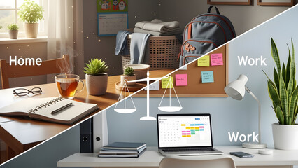 Neatly organized workspace with tools for project planning