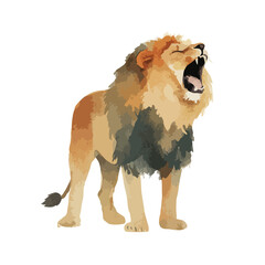Majestic Roaring Lion Illustration Powerful Wild Animal Vector Art.