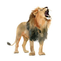 Majestic Roaring Lion Vector Illustration Powerful African wildlife digital art.