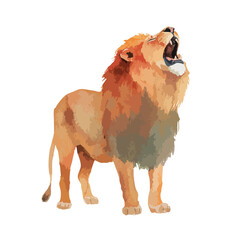 Majestic Roaring Lion Vector Art Illustration.
