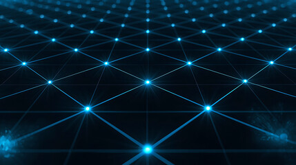futuristic digital network with glowing nodes and connections in a hightech environment