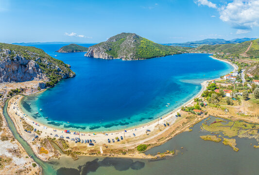 Aerial view of Koufo Port, Sithonia, Halkidiki, Greece.