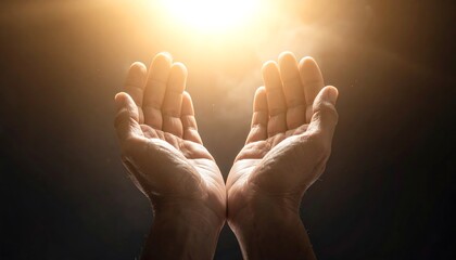 Hands Reaching for Light - A Symbol of Hope and Faith.