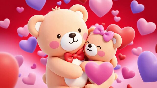 A heartwarming video of two adorable teddy bears hugging each other with love and care Connectioneering concept Footage