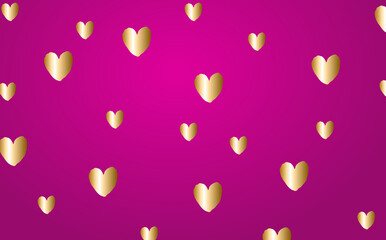 Pink bakcground with golden hearts