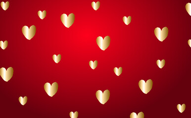 Red bakcground with golden hearts