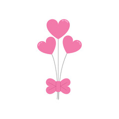 pink heart balloons with bow