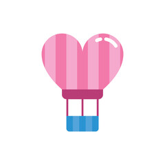 Pink striped heart shaped hot air balloon.