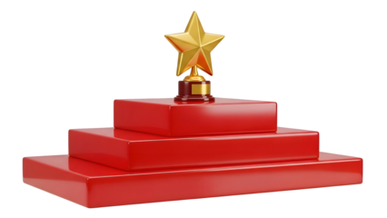 Golden Star Trophy on Red Pedestal.
