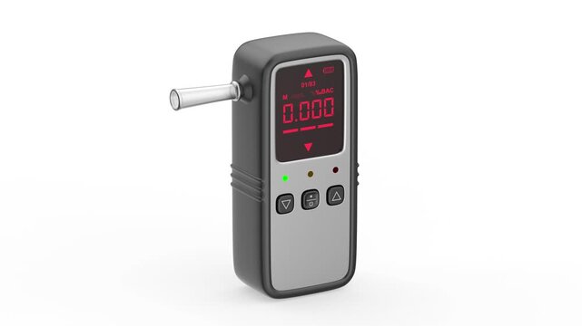Digital portable breathalyzer for alcohol testing on white background