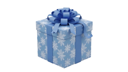 Blue Gift Box with Floral Pattern and Bow.
