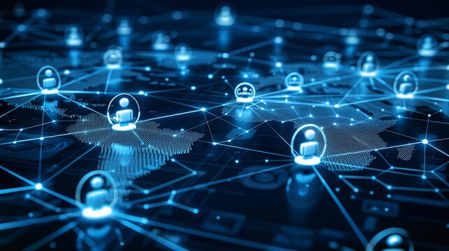 Analyzing global business networking data exchange, hr recruitment, outsourcing, and team strategy - Powered by Adobe