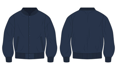 Navy blue varsity bomber jacket template