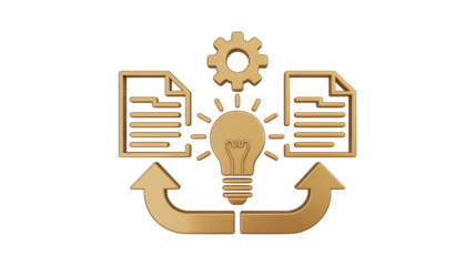 Document Conversion Process in Modern Minimalist Design with Gold Accents on White Background for Business Workflow