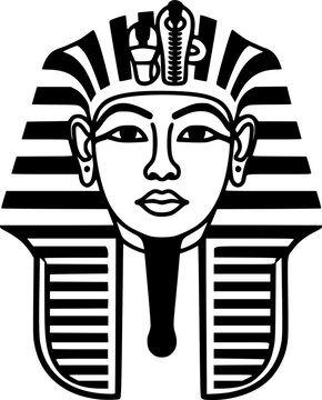 Tutankhamun Death Mask Minimalist Line Art Vector
