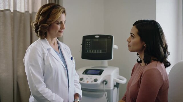 Healthcare provider talks with patient about treatment options 