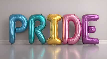 Pride word shaped colorful foil balloons for lgbtq plus celebration