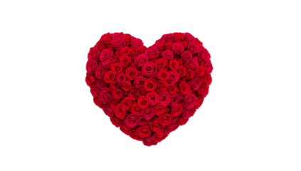 Intricate Heart Shape Crafted from Abundant Vivid Red Roses, a Symbol of Passionate Love and Enduring Romance, Presented with Striking Detail and Clarity