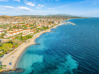 Aerial view of Nikiti town, Sithonia, Halkidiki, Greece.