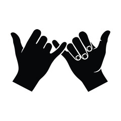 Obraz premium Black silhouette of two hands making a pinky promise gesture vector graphic