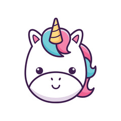 Obraz premium Adorable Cartoon Unicorn Head Illustration