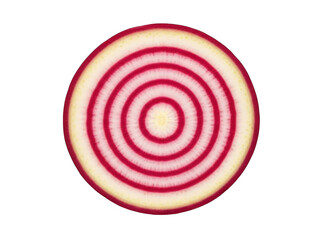 Vibrant red and white concentric circles on a pure transparent background